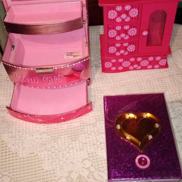 BEAUTIFUL GIRLS PINK LOT OF 2 JEWELRY BOXES AND A DIARY FOR HER SPECIAL THOUGHTS - Picture 2 of 16